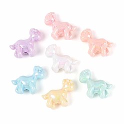 (52) Непрозрачная лаванда Непрозрачные акриловые бусины, с покрытием AB цвета, лошадь, разноцветные, 25x30x14 мм, отверстие : 2.7 мм, Около 142 шт / 500 г