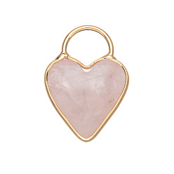 Розовый Кварц Подвески из натурального розового кварца из золотой латуни, сердце, 18 мм