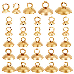 Золотой 75 шт. 5 стили 304 нержавеющая сталь бусины колпачки подвески, с поручнями для чашек, золотые, 4~8x4~8 мм, отверстие : 2~2.5 мм, 3.7 мм внутренним диаметром, 15 шт / стиль