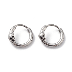 Нержавеющая Сталь Цвет Не тускнеет 304 серьги-кольца из нержавеющей стали с черепами для мужчин и женщин, цвет нержавеющей стали, 15.5x14x7 мм, штифты : 1.2 мм