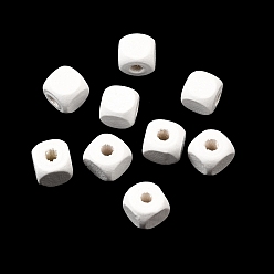 Белый Спрей окрашены деревянные бусины, квадратный, белые, 8x8x8 мм, отверстие : 2.5~3 мм