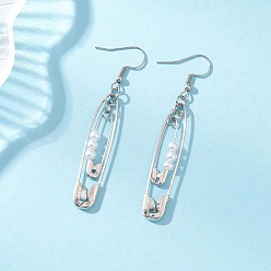 Античный Серебристый & Платиновый Железные серьги-скрепки, с фурнитурой для сережек из акрила и нержавеющей стали, старинное серебро и платина, 304 мм