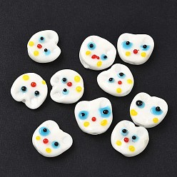 Белый Бусины лэмпворк , форма кошки, белые, 15~16.5x16~16.5x6~6.5 мм, отверстие : 1.5 мм