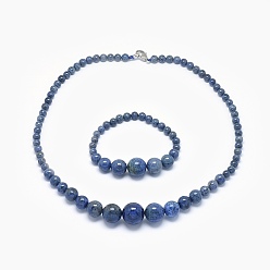 дюмортьерит Натуральный дюмортьерит кварц градуированные бусины колье и браслеты комплекты украшений, с латунными карабин-лобстерами , 17.5 дюйм (44.5 см), 2 дюйм (5 см)