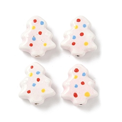 Antique White Handmade Porcelain Beads, Christmas Tree, Famille Rose Porcelain, Antique White, 16~16.5x14.5~15x6.5~7mm, Hole: 1.8mm