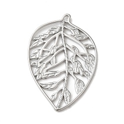 Платинированный Латунные подвески, без кадмия, без никеля и без свинца, лист, Реальная платина, 32x22x1 мм, отверстие : 1 мм