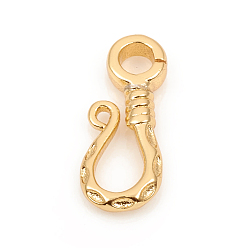 Golden Brass S-Hook Clasps, Long-Lasting Plated, Golden, 14x5x2mm, Hole: 2mm and 0.8mm