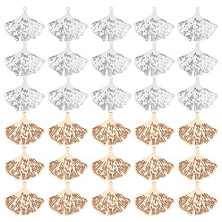 (52) Непрозрачная лаванда 60 шт. 2 цвета латунь травленый металл украшения соединительные подвески, гингко лист, разноцветные, 22x25x0.3 мм, отверстие : 1 мм, 30 шт / цвет