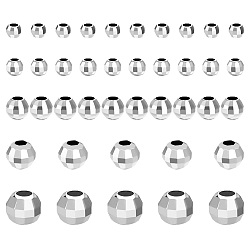 Серебро 40шт 5 стиль 925 серебряные бусины разделитель, граненые, круглые, серебряные, 2.5~6x2~51 мм, отверстие : 1~3 мм