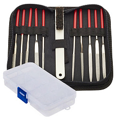 Нержавеющая Сталь Цвет Наборы алмазной стали, шлифовальные инструменты, (включая щетинную кисть, алмазные файлы, пластиковая коробка), цвет нержавеющей стали, 18~18.3x0.4~0.95 см, 16.5x2x2.15 см, 12.9x6.8x2.2 см, Размер упаковки: 20.1x9.9x4.9 см