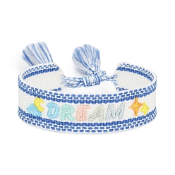 Королевский синий Браслеты из полиэфирного шнура на тему Дня святого Валентина, с кисточкой, слово счастливое, королевский синий, внутренний диаметр: 2-3/8 дюйм (6 см)