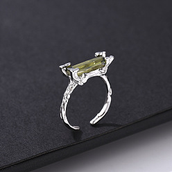 Платина 925 открытые манжетные кольца из стерлингового серебра с кубическим цирконием для женщин, пень, родий, платина, внутренний диаметр: 16~19 мм