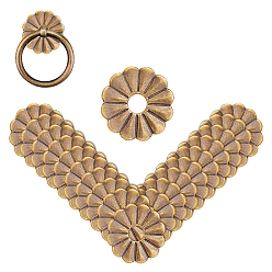 Античная Бронза Латунные шайбы для ручек, цветок, фурнитура для мебели аксессуары, античная бронза, 23.5x24x1 мм, 30 шт / комплект