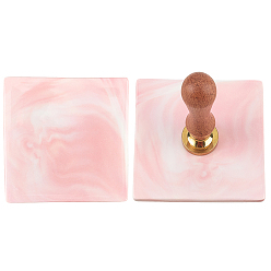 Pink Фарфоровые восковые коврики с мраморным узором, квадратный, розовые, 96x97x7.5 мм