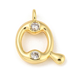 Letter Q Стойка металлическая латунная микропрофилированная кубическая циркония подвески, без кадмия и без свинца, долговечный, реальный 18 k позолоченный, Буква Q, 21x18x5 мм, отверстие : 3 мм