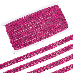 Средний Фиолетово-красный Металлизированная кружевная отделка, полиэстеровая кружевная лента «сороконожка» с пайетками, для рукоделия шитья, аксессуары для одежды, средне фиолетовый красный, 1/2 дюйм (12.5 мм), около 14.22 ярдов (13 м) / шт