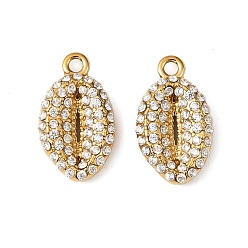 Shell Shape 304 прелести нержавеющей стали, с кубического циркония, ионное покрытие (ip), формы раковины, 15x8.5x3.5 мм, отверстие : 1.4 мм