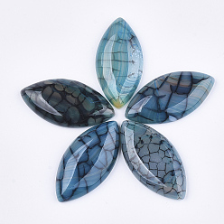 Стально-синий Натуральные вены дракона, окрашенные, лошадиный глаз , стальной синий, 38~40x19~20x6~7 мм