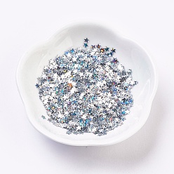 Silver Ornament Accessories Plastic Paillette/Sequins Beads, Star, Silver, 2.5x2.5x0.1mm, about 450000pcs/pound