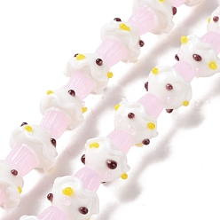 Белый Гриб ручной Lampwork бисер пряди, белые, 14.5~15.5x12.5~16 мм, отверстие : 1.2 мм, около 25 шт / нитка, 14.57 дюйм (37 см)