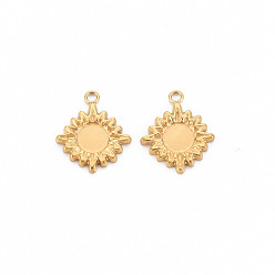 Настоящее золото 14K Ионное покрытие (ip) 304 настройки эмали подвески из нержавеющей стали, цветок, реальный 14 k позолоченный, 14.5x12x1.5 мм, отверстие : 1.4 мм