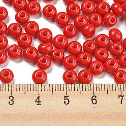 Red Imitation Jade Glass Seed Beads, Luster, Baking Paint, Round, Red, 5.5x3.5mm, Hole: 1.5mm