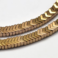 с Покрытием Меди Гальванические стрелки немагнитные нити шарик синтетический гематит, с медным покрытием, 3x2x1 мм, отверстие : 1 мм, 350 шт / нитка, 15.5 дюйм