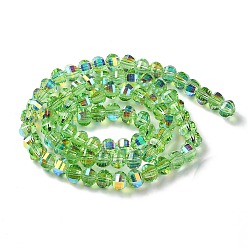 Green Yellow Transparent Electroplate Glass Beads Strands, AB Color Plated, Faceted, Rondelle, Green Yellow, 7.8x5.8~6.3mm, Hole: 1.5mm, about 80pcs/strand, 18.31''~19.88''(46.5~50.5cm)