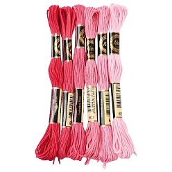 Mixed Color 6Bundles 6 Colors Polyester Embroidery Floss, Cross Stitch Threads, Mixed Color, 1mm, about 8.75 Yards(8m)/Bundle, 1Bundle/color