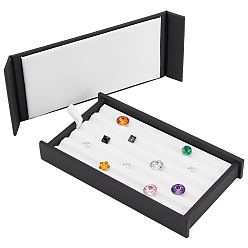 Черный 5-ячейка из искусственной кожи с отделкой в виде бриллиантов, с магнитным, для упаковки для хранения ювелирных изделий, прямоугольные, чёрные, 20x11.1x2.5 см