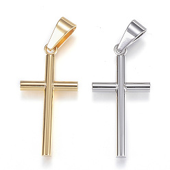 Mixed Color 304 Stainless Steel Pendants, Cross, Mixed Color, 34x17x3mm, Hole: 9x4mm