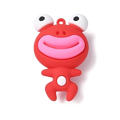 Красный Пластиковые подвески из пвх, лягушка с красной губой, красные, 52.5x32x21 мм, отверстие : 2 мм