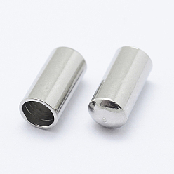 Stainless Steel Color 304 Stainless Steel Cord End Caps, Column, Stainless Steel Color, 8x3.5mm, Inner Diameter: 3mm