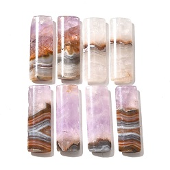 Rectangle Подвески из натурального аметиста и кружевного агата, прямоугольные, 30~30.5x10.5x4.5 мм, отверстие : 1.5 мм