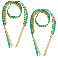 Зеленый Двухцветные выпускные ленты леи, плетеные гирлянды для украшения выпускного вечера в колледже, зелёные, 1540~1590x34x1.5 мм