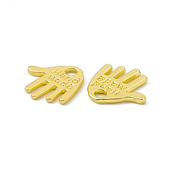 Matte Gold Color Rack Plating Alloy Charms, Cadmium Free & Lead Free & Nickle Free, Hand with Word Hand Made, Matte Gold Color, 12x12.5x1mm, Hole: 2mm