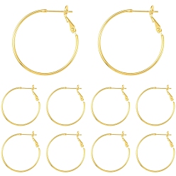 Золотой 10шт. латунные серьги-кольца, DIY материал для баскетбола обруча серьги жены, без никеля , золотые, 30x1.2 мм