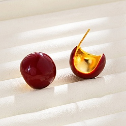 Teardrop Серьги-гвоздики из латуни и эмали для женщин, реальный 22 k позолоченный, слеза, 16.5x15.5 мм