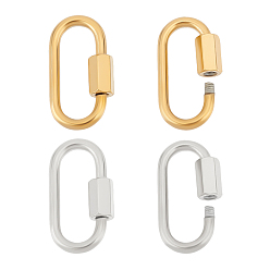 Золотой & Цвет Нержавеющей Стали 4 шт. 2 цвета 304 подвески-замки с винтовым карабином из нержавеющей стали, овальные брелки для изготовления ожерелий, золотые и нержавеющая сталь цвет, 21x11x4 мм, Винт: 7x4 мм, 2 шт / цвет