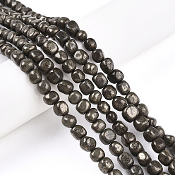 Пирит Природного пирита бисер нитей, самородки, упавший камень, 3.5~8.5x4.5~7.5x4.5~7.5 мм, отверстие : 0.7 мм, около 53~60 шт / нитка, 14.96~15.55 дюйм (38~39.5 см)