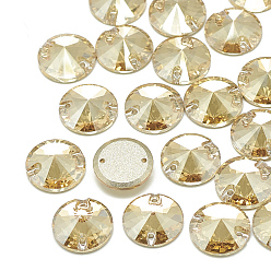Золотая Тень Шить на горный хрусталь, k 9 стеклянный страз, два отверстия, аксессуары для одежды, случайное цветное покрытие, граненые, конус, золотые тени, 8x3.5 мм, отверстие : 0.8 мм