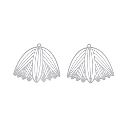 Нержавеющая Сталь Цвет Не тускнеющие 201 подвески из нержавеющей стали, гравированные металлические украшения, цветок, цвет нержавеющей стали, 27x28.5x0.3 мм, отверстие : 1.4 мм