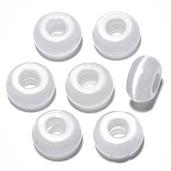 Белый Дым Кошачий глаз европейские шарики, бусины с большим отверстием, рондель, серый, 14x7 мм, отверстие : 5~6 мм