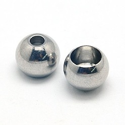 Stainless Steel Color Tarnish Resistant 304 Stainless Steel Beads, Barrel, Stainless Steel Color, 9x7mm, Hole: 3mm & 6mm
