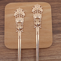 Light Gold Alloy Hair Stick, Flower, Light Gold, 157x25mm