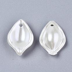 Creamy White ABS Plastic Imitation Pearl Pendants, Petal, Creamy White, 19x13.5x5mm, Hole: 1.5mm