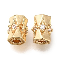 Золотой Латунные микро проложить кубического циркония, цилиндр, , золотые, 7x5x5 мм, отверстие : 1.8 мм