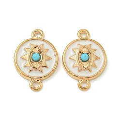 Плоский Круглый Сплав эмалированные звенья соединительные подвески, золотые, глубокое синее небо, плоско-круглые, 17.5x12x3.5 мм, отверстие : 1.5 мм