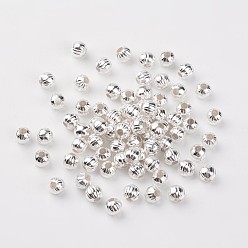 Silver Iron Corrugated Beads, Silver Color Plated, Round, 6mm in diameter, hole: 2mm, about 1610pcs/500g