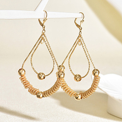 Teardrop Латунные серьги обруча, реальный 18 k позолоченный, слеза, 90 мм